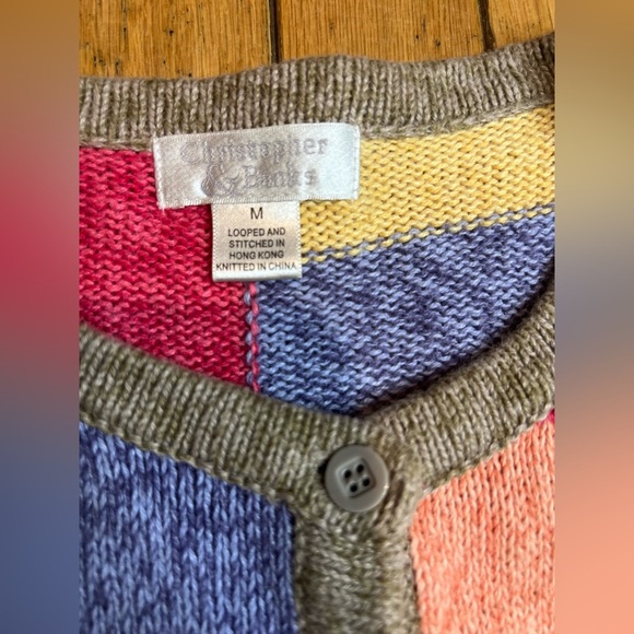 Vtg Christopher Banks Multicolor Colorblock Button Front Sweater Women’s Medium - Picture 3 of 8